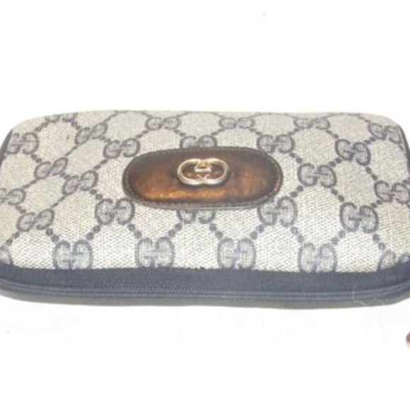 Gucci Navy Blue Large G Logo Print Coated Canvas - Picture 7 of 9